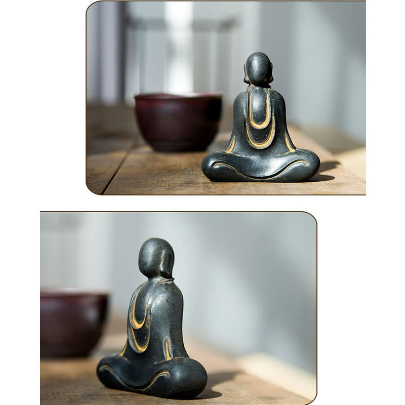 Buddha Stones Tibetan Buddha Iron Powder Rust Cast Resin Statue Desk Decoration - image 19