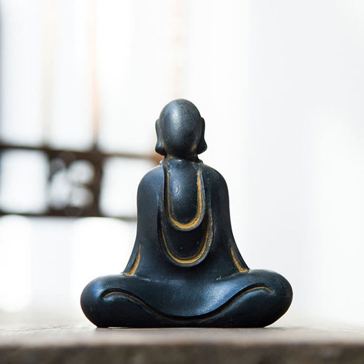 Buddha Stones Tibetan Buddha Iron Powder Rust Cast Resin Statue Desk Decoration - image 12