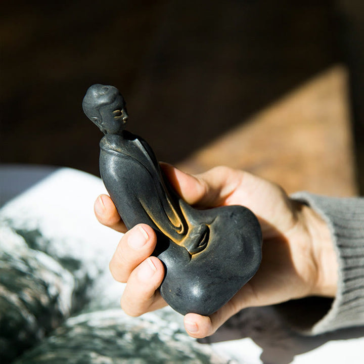 Buddha Stones Handmade Sakyamuni Buddha Iron Powder Rust Cast Resin Statue Home Decoration - image 4