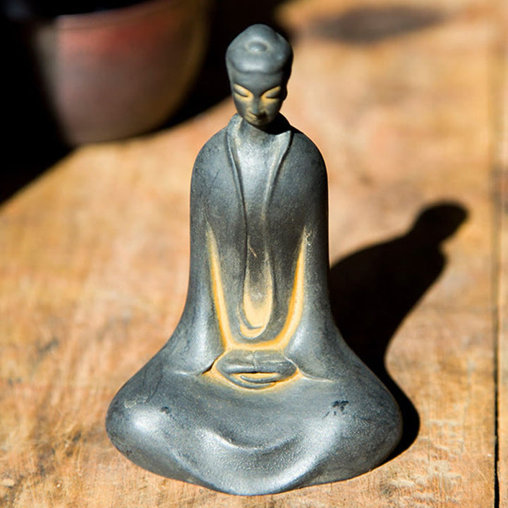 Buddha Stones Handmade Sakyamuni Buddha Iron Powder Rust Cast Resin Statue Home Decoration - image 9