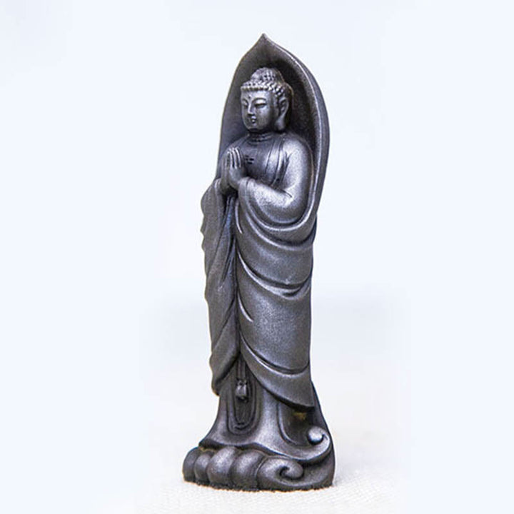 Buddha Stones Handmade Sakyamuni Buddha Namaste Iron Powder Rust Cast Resin Statue Decoration - image 19