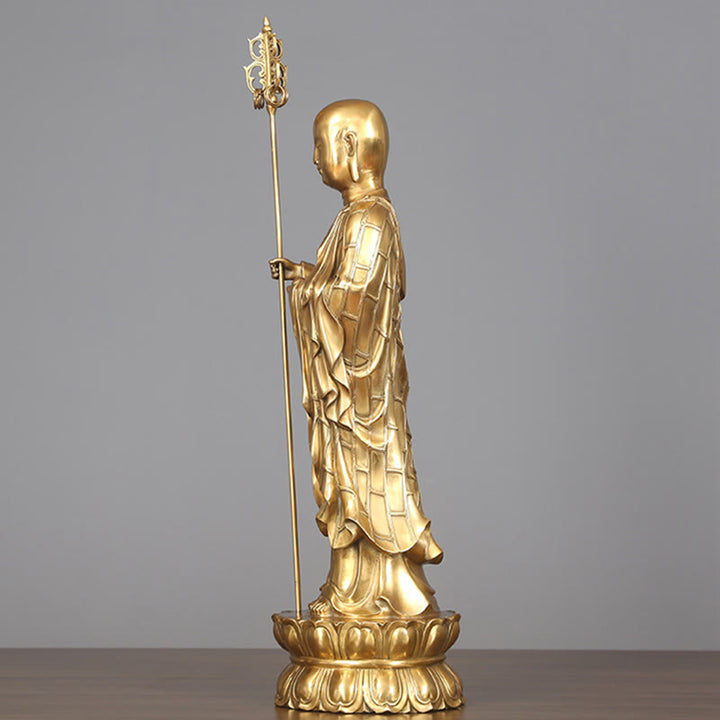 Buddha Stones Ksitigarbha Bodhisattva Figurine Compassion Copper Statue Home Offering Decoration - image 14