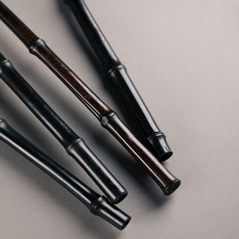 Buddha Stones Handmade Bamboo Thousand Miles of Rivers and Mountains Long Handle Portable Curlable Fan - image 5