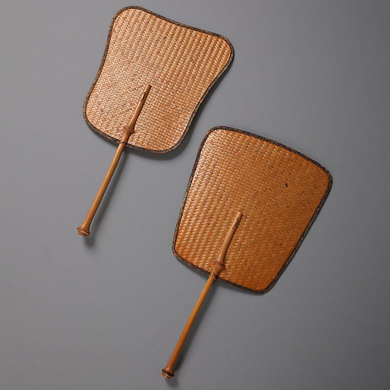 Buddha Stones Chinese Style Handmade Bamboo Long Handle Fan - image 9