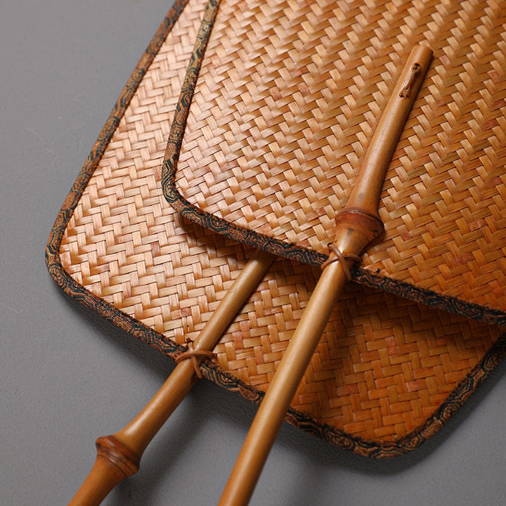 Buddha Stones Chinese Style Handmade Bamboo Long Handle Fan - image 1