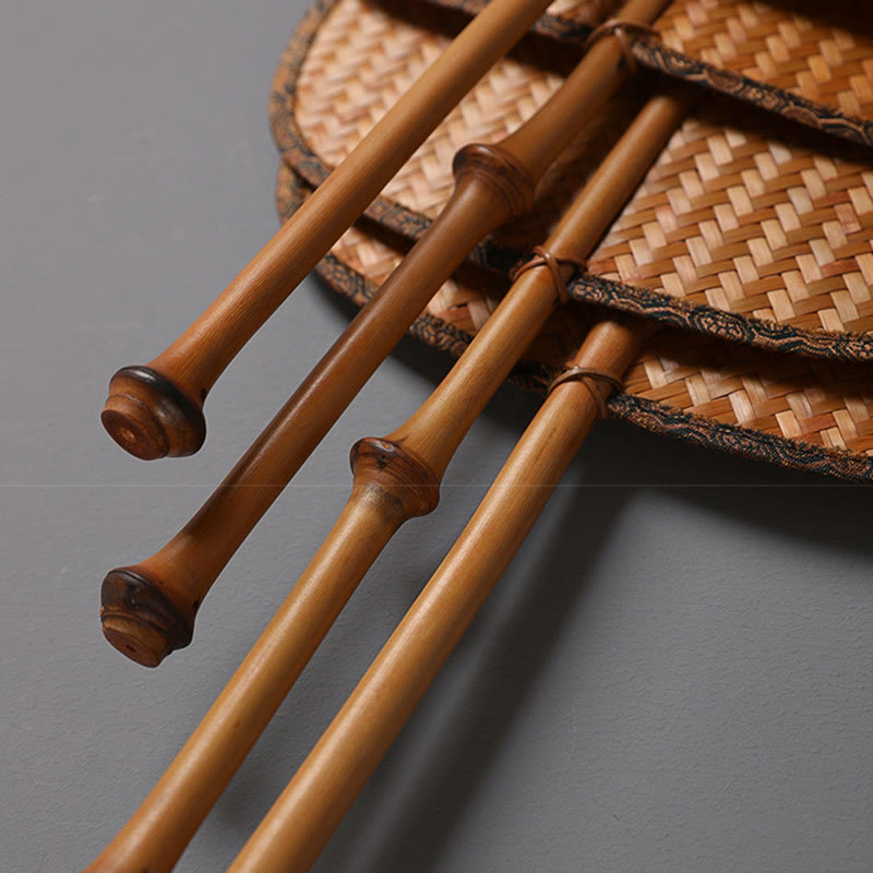 Buddha Stones Chinese Style Handmade Bamboo Long Handle Fan - image 2