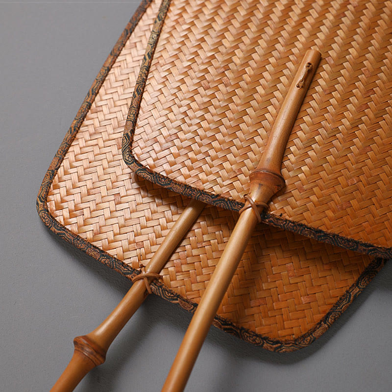 Buddha Stones Chinese Style Handmade Bamboo Long Handle Fan - image 4
