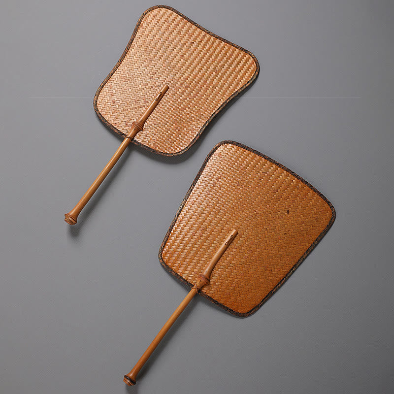 Buddha Stones Chinese Style Handmade Bamboo Long Handle Fan - image 0