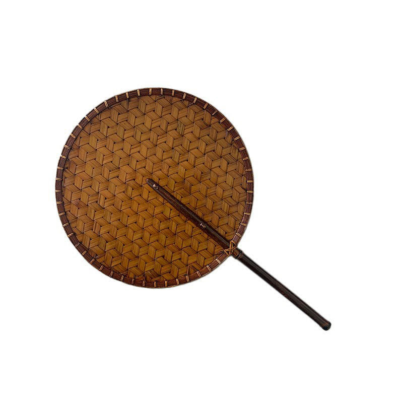 Buddha Stones Vintage Chinese Style Handmade Round Octagonal Shaped Bamboo Long Handle Fan - image 10