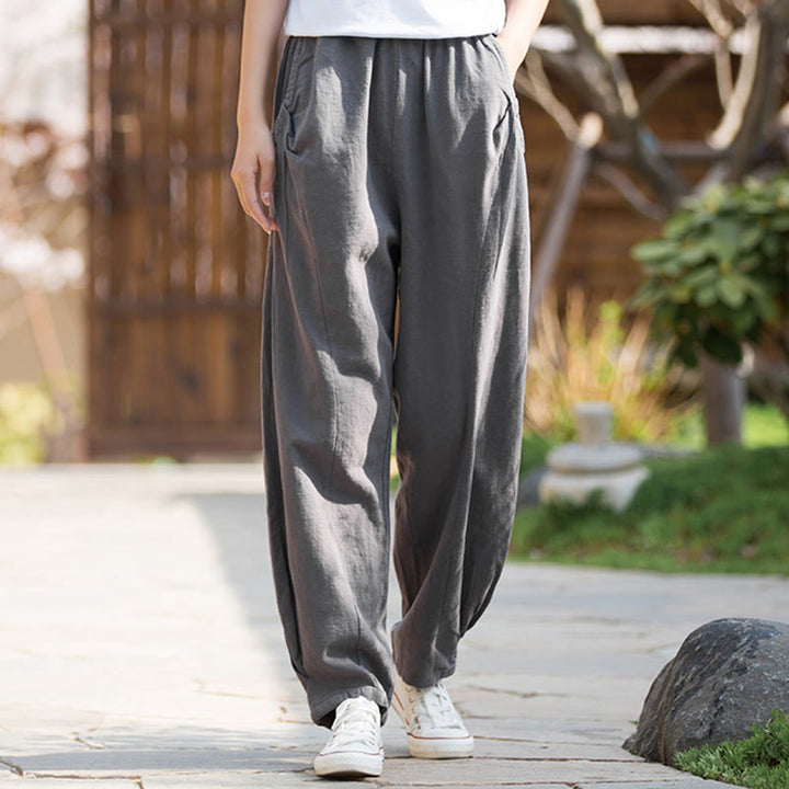 Buddha Stones Casual Ramie Linen Cotton Yoga Pants With Pockets - LightGrey - US4,UK/AU8,EU36 (L) - image 25