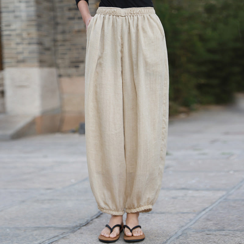 Buddha Stones Casual Summer Women's Cotton Pants With Pockets - Linen - US4-6,UK/AU8-10,EU36-38 (F) - image 42