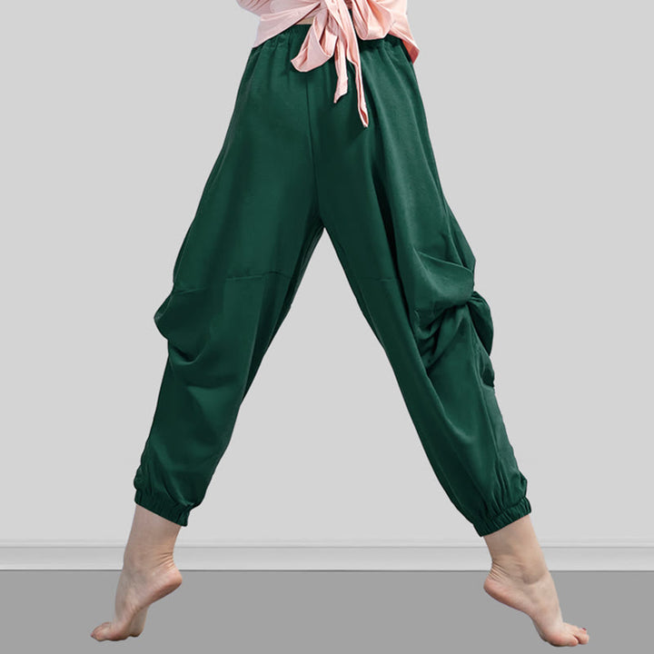Buddha Stones Plain Color Modal Dance Yoga Breathable Pants - SeaGreen - US12,UK/AU16,EU44 (3XL) - image 16