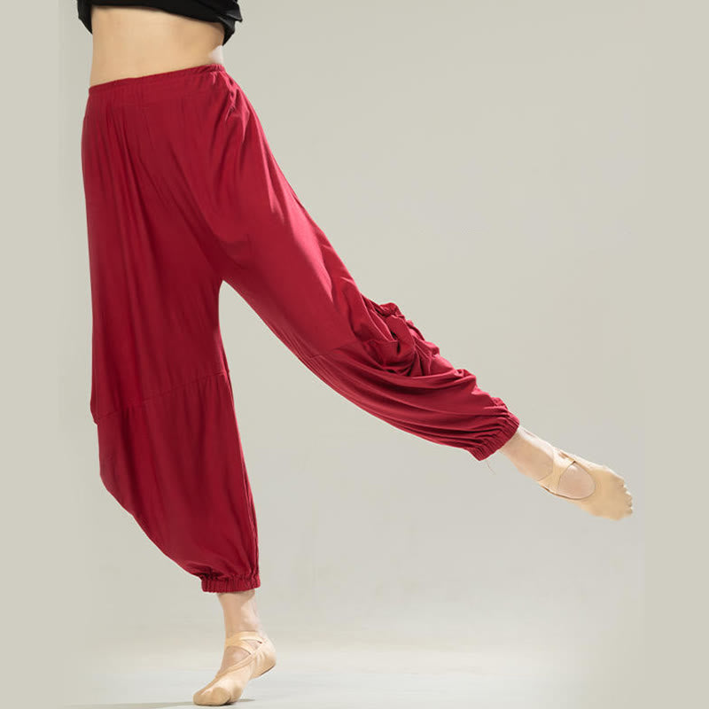 Buddha Stones Plain Color Modal Dance Yoga Breathable Pants - IndianRed - US12,UK/AU16,EU44 (3XL) - image 0