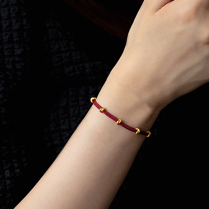 Buddha Stones 999 Gold Wish Knot Design Handmade Luck Braided Rope Bracelet - image 9