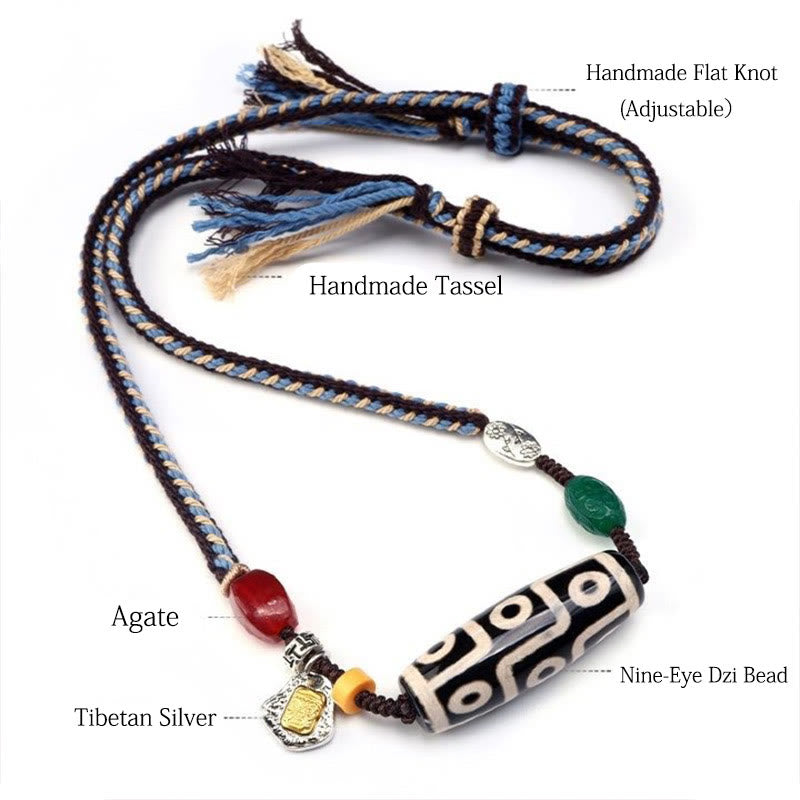 Buddha Stones Tibetan Nine-eye Dzi Bead Protection Braided Rope Necklace Pendant - image 7