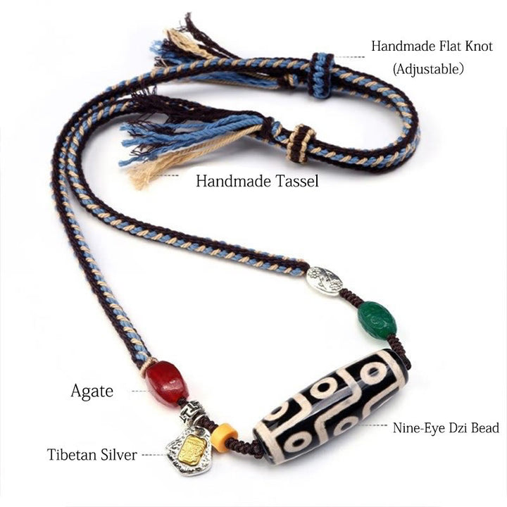 Buddha Stones Tibetan Nine-eye Dzi Bead Protection Braided Rope Necklace Pendant - image 7