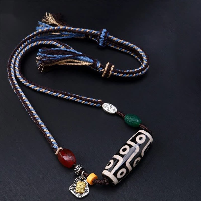 Buddha Stones Tibetan Nine-eye Dzi Bead Protection Braided Rope Necklace Pendant - image 8