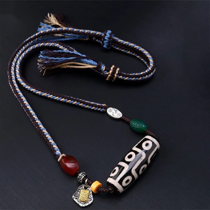 Buddha Stones Tibetan Nine-eye Dzi Bead Protection Braided Rope Necklace Pendant - image 8
