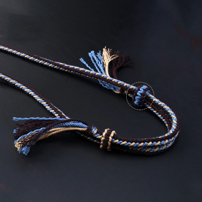 Buddha Stones Tibetan Nine-eye Dzi Bead Protection Braided Rope Necklace Pendant - image 2