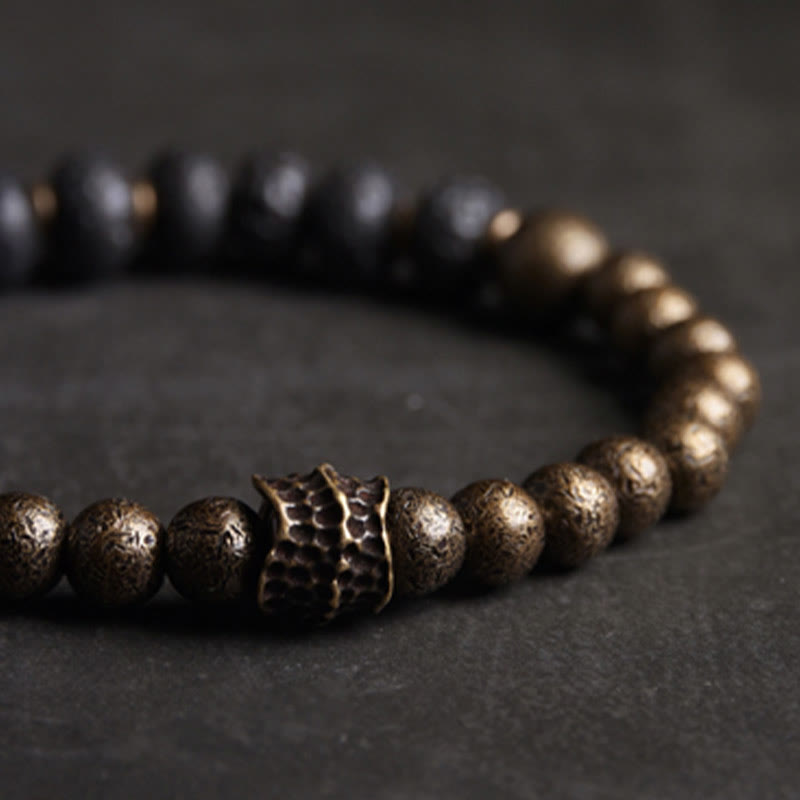 Buddha Stones Lava Rock Beads Adsorb Negative Energy Copper Bracelet - image 1