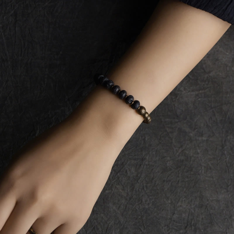 Buddha Stones Lava Rock Beads Adsorb Negative Energy Copper Bracelet - image 3