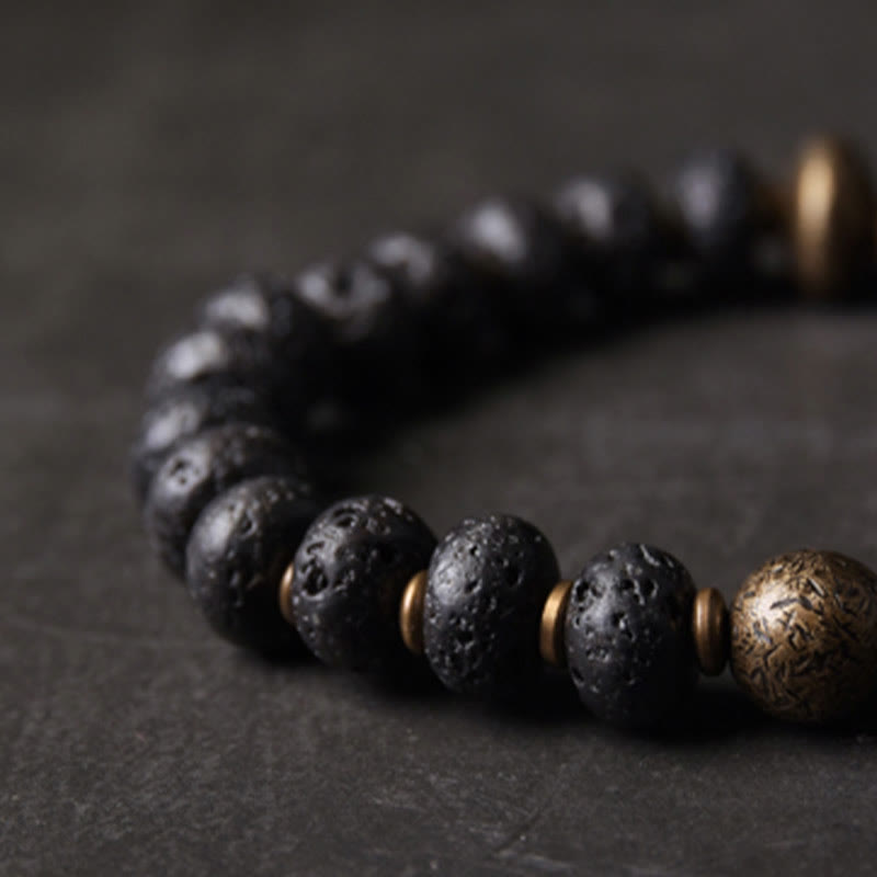 Buddha Stones Lava Rock Beads Adsorb Negative Energy Copper Bracelet - image 2