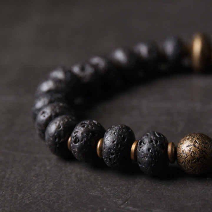 Buddha Stones Lava Rock Beads Adsorb Negative Energy Copper Bracelet - image 2