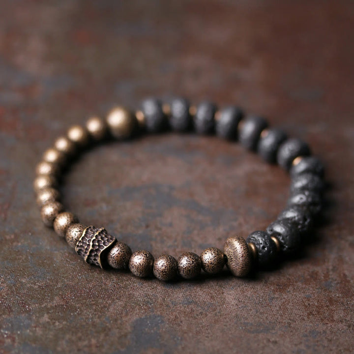 Buddha Stones Lava Rock Beads Adsorb Negative Energy Copper Bracelet - 17-17.6cm - image 0