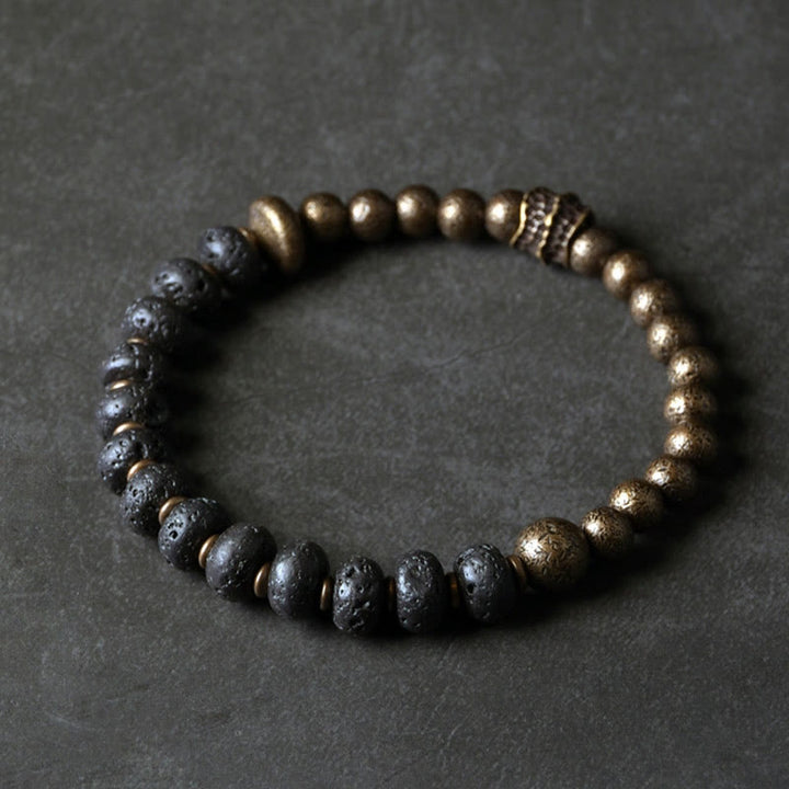 Buddha Stones Lava Rock Beads Adsorb Negative Energy Copper Bracelet - image 4