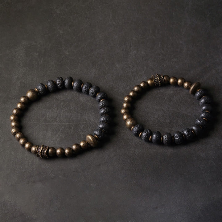 Buddha Stones Lava Rock Beads Adsorb Negative Energy Copper Bracelet - image 5