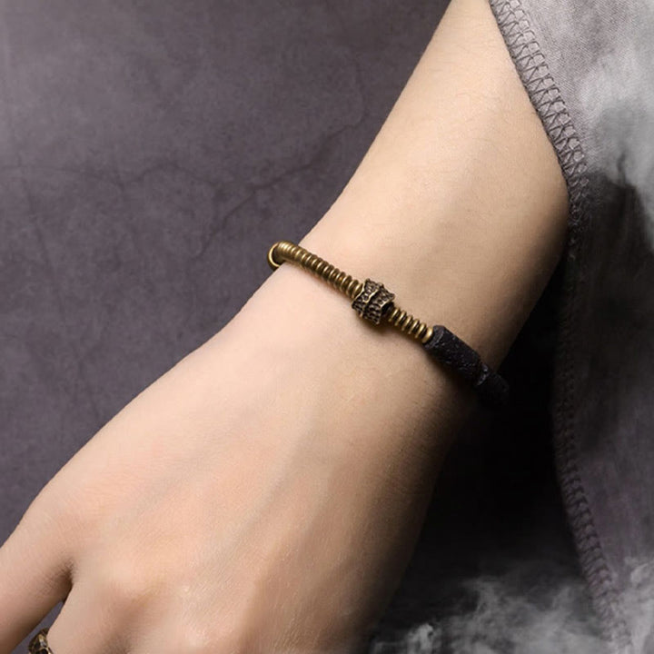 Buddha Stones Luck Wealth Black Lava Rock Beads Copper Bracelet - image 3