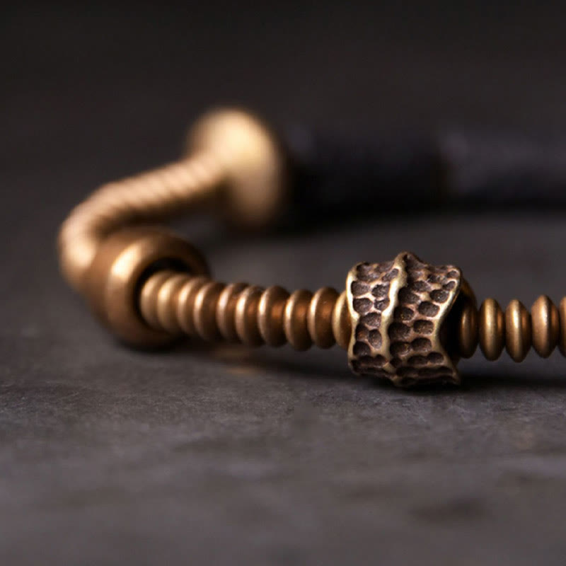 Buddha Stones Luck Wealth Black Lava Rock Beads Copper Bracelet - image 1