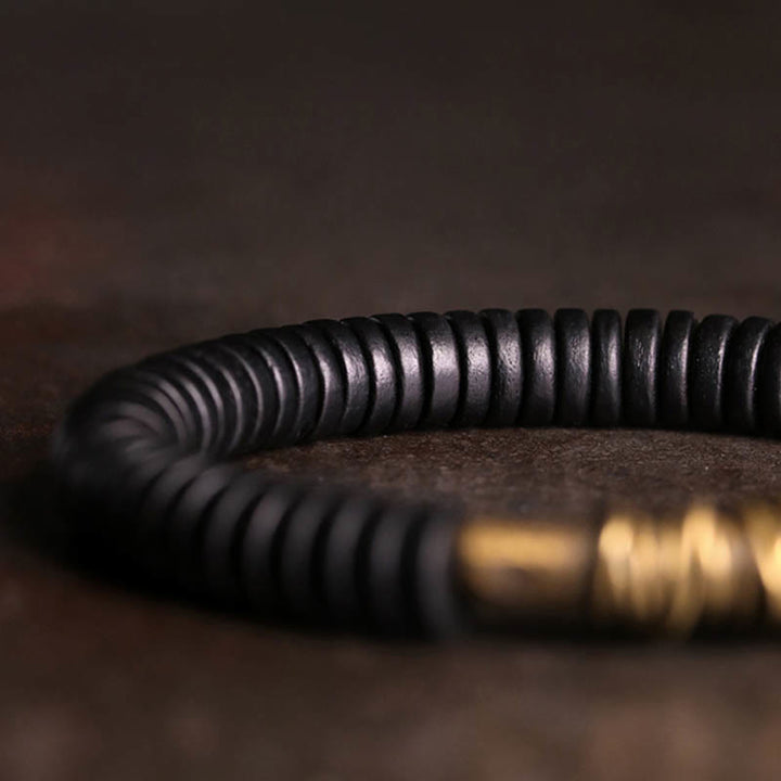 Buddha Stones Calm Tibetan Ebony Wood Copper Bracelet - image 2