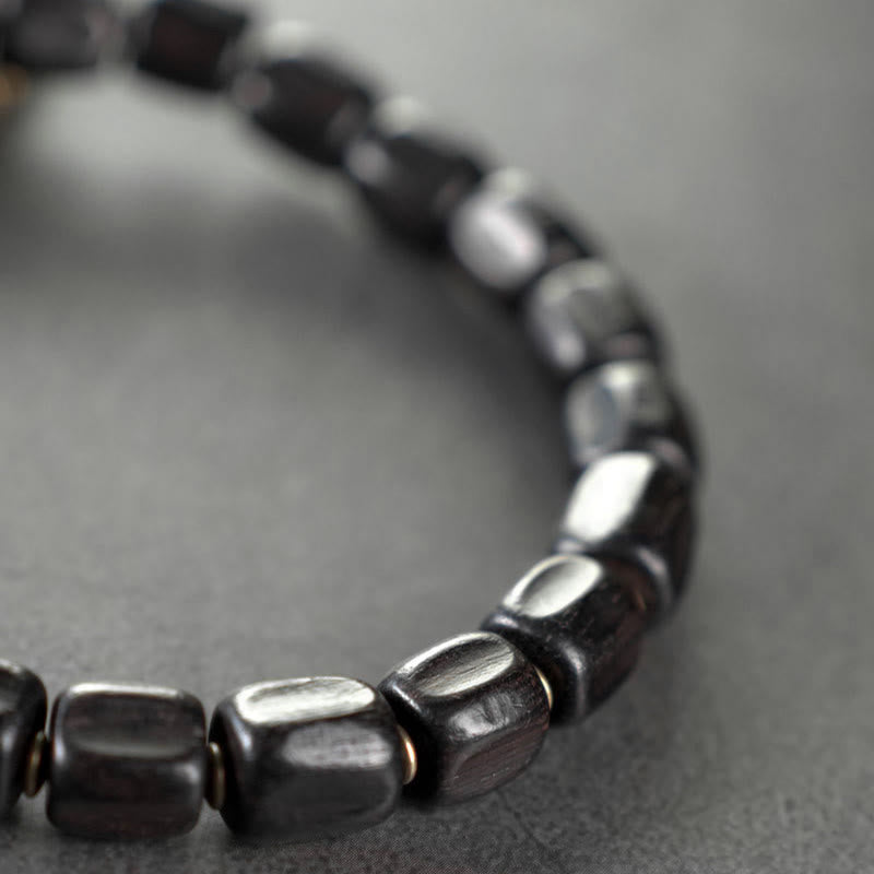 Buddha Stones Vintage Peace Tibetan Ebony Wood Beads Copper Multilayered Healing Bracelet - image 1