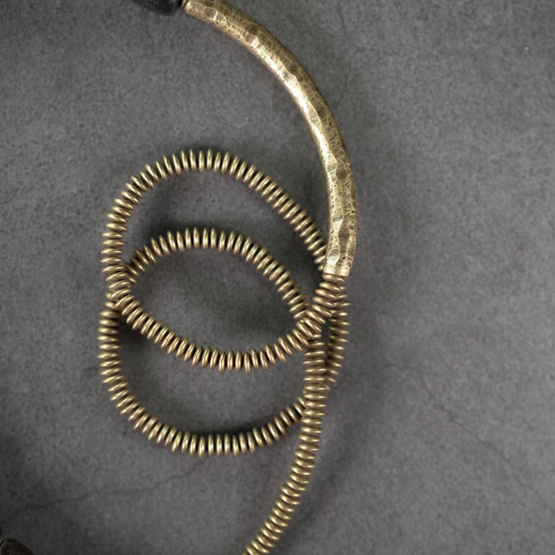 Buddha Stones Vintage Peace Tibetan Ebony Wood Beads Copper Multilayered Healing Bracelet - image 3