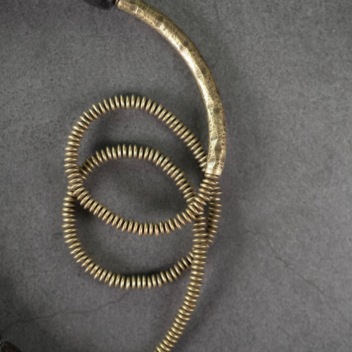 Buddha Stones Vintage Peace Tibetan Ebony Wood Beads Copper Multilayered Healing Bracelet - image 3