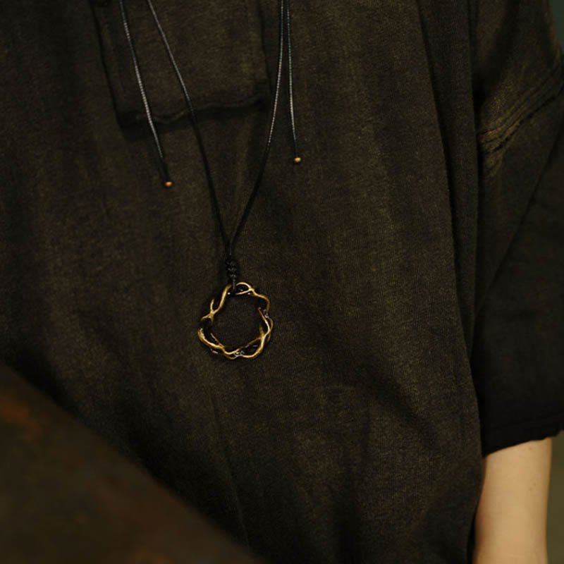 Buddha Stones Vintage Copper Brass Luck Handmade Necklace Pendant - image 3