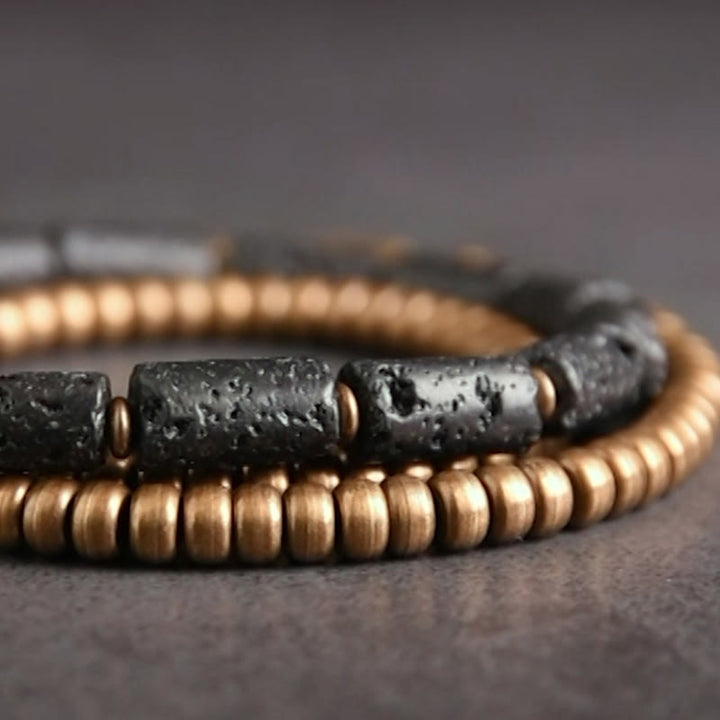 Buddha Stones Vintage Lava Rock Copper Beads Multi-layered Wrap Bracelet - image 3