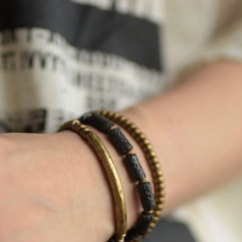 Buddha Stones Vintage Lava Rock Copper Beads Multi-layered Wrap Bracelet - image 6