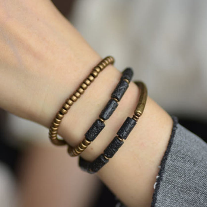 Buddha Stones Vintage Lava Rock Copper Beads Multi-layered Wrap Bracelet - image 7