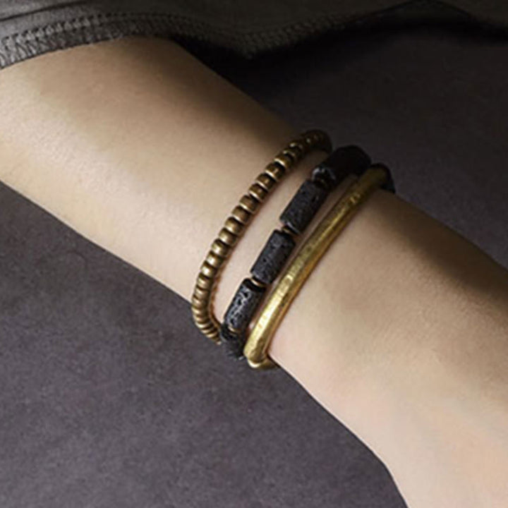 Buddha Stones Vintage Lava Rock Copper Beads Multi-layered Wrap Bracelet - image 14