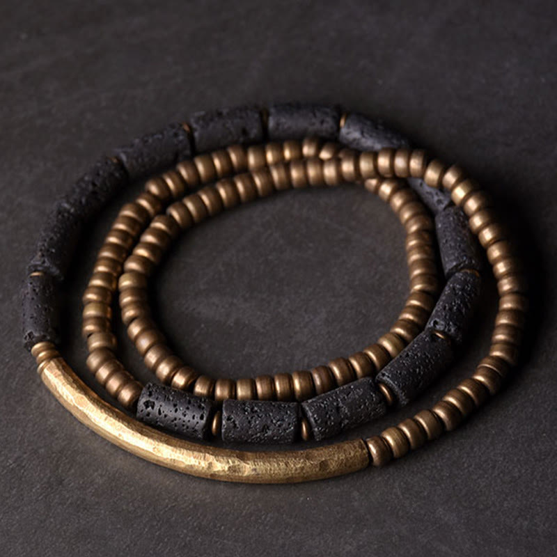 Buddha Stones Vintage Lava Rock Copper Beads Multi-layered Wrap Bracelet - image 1