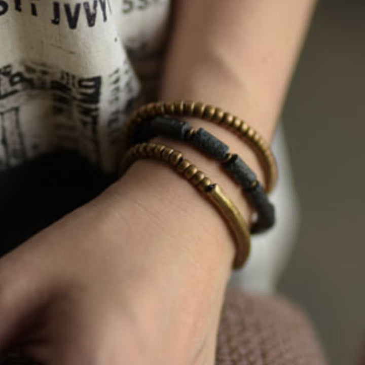 Buddha Stones Vintage Lava Rock Copper Beads Multi-layered Wrap Bracelet - image 11