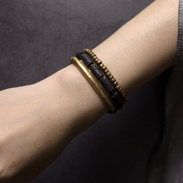 Buddha Stones Vintage Lava Rock Copper Beads Multi-layered Wrap Bracelet - image 16