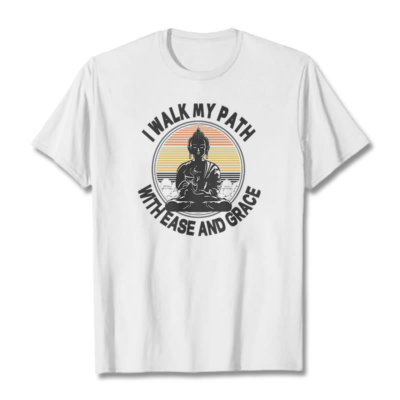 Buddha Stones I Walk My Path With Ease And Grace Tee T-shirt - White - 2XL - image 1