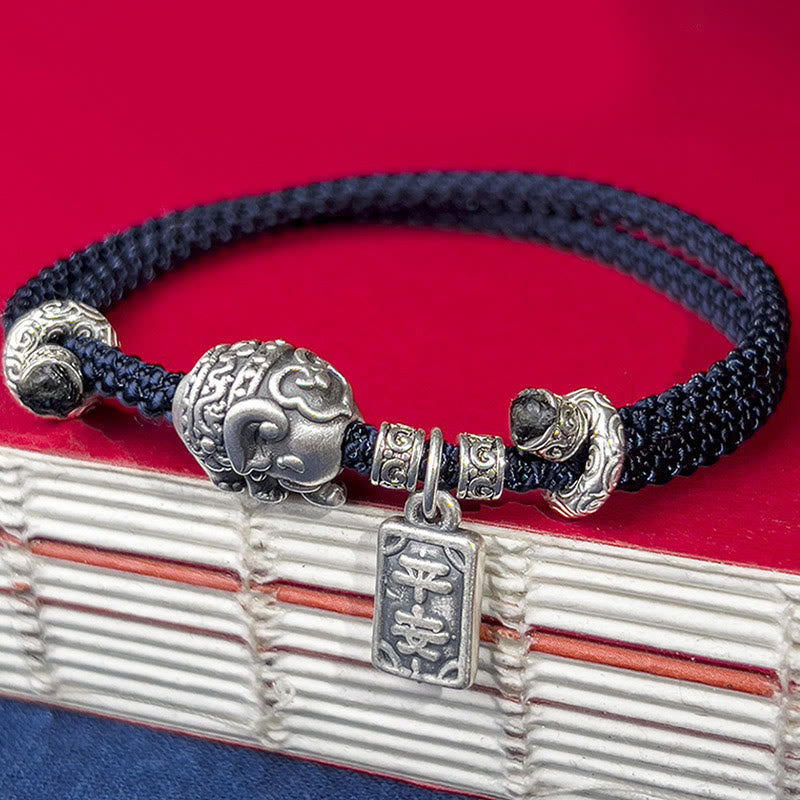 Buddha Stones 925 Sterling Silver Elephant Safe And Well Amulet Charm Strength Bracelet - image 1