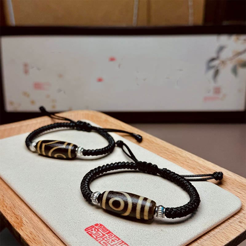 Buddha Stones Tibetan Nine-Eye Dzi Bead Three-eyed Dzi Bead Wealth Protection Rope Bracelet - image 15