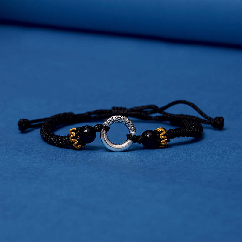 Buddha Stones 925 Sterling Silver Plated Copper Peace Buckle Protection Braided String Bracelet - image 14