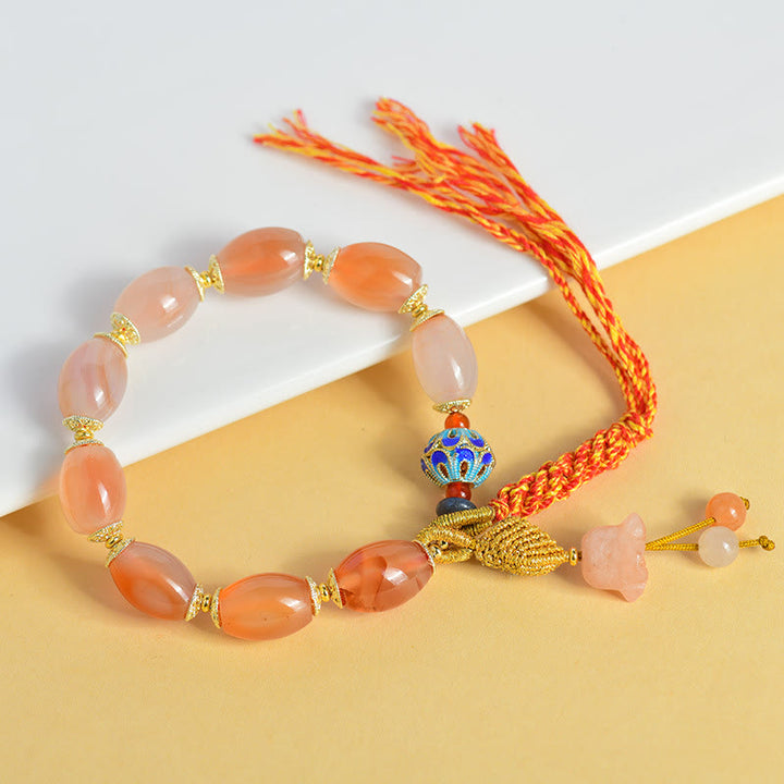 Buddha Stones Tibetan White Jade Agate Strength Confidence Bracelet - image 2