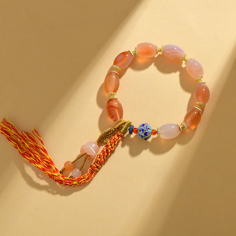 Buddha Stones Tibetan White Jade Agate Strength Confidence Bracelet - image 4